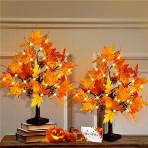 24'' LED Fall Maple Tree -‎ USB/Battery Operated with Timer, Thanksgiving Decor